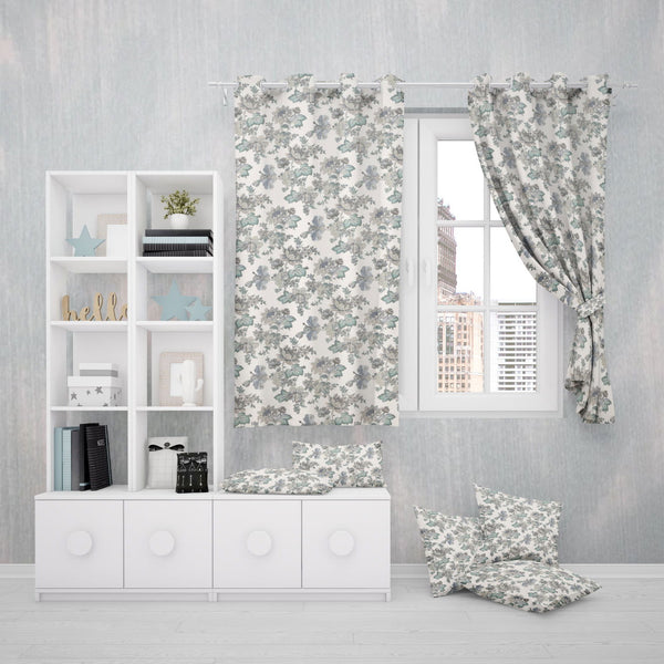 EasyGoods® Premium 240 TC 100% Cotton Anokhi Floral Green  Curtains for Door Windows with Grommets for Living Room Bedroom