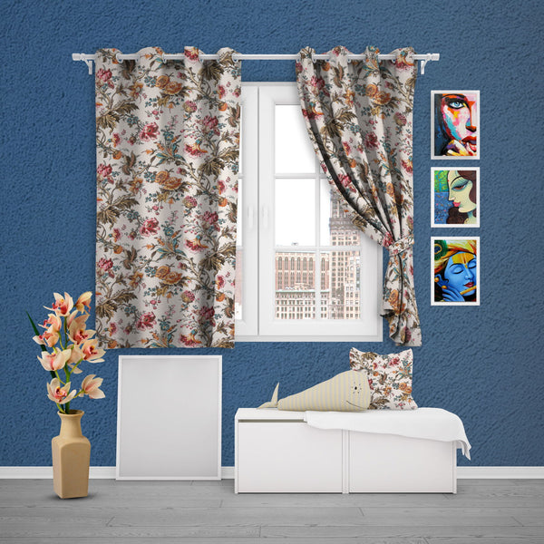 EasyGoods® Premium 240 TC 100% Cotton Anokhi Mustard Curtains for Door Windows with Grommets for Living Room Bedroom - EasyGoods India