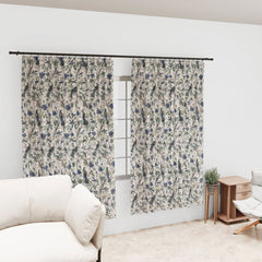 EasyGoods® Premium 240 TC 100% Cotton Anokhi Off White Blue Curtains for Door Windows with Grommets for Living Room Bedroom