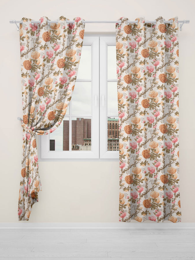 EasyGoods® Premium 240 TC 100% Cotton Sunflower Yellow Anokhi Curtains for Door Windows with Grommets for Living Room Bedroom - EasyGoods India