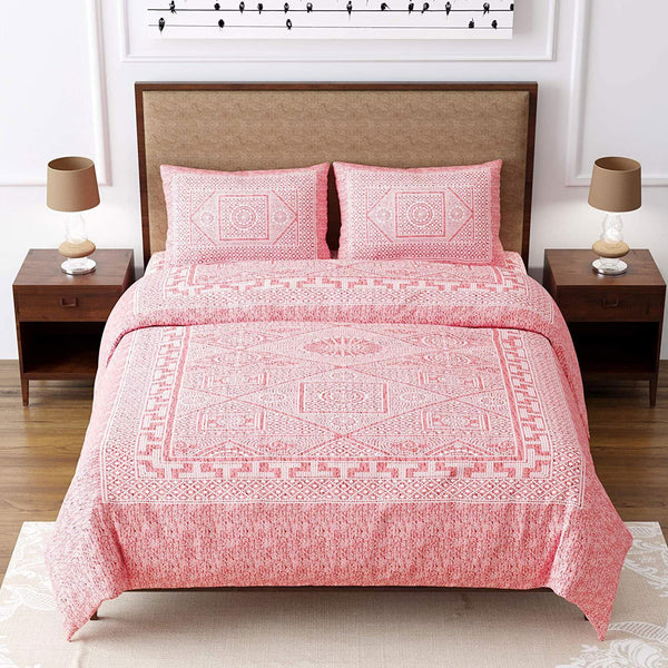 EasyGoods Printed 240 TC Pure Cotton King Bedsheet with 2 Pillow Covers - EasyGoods India