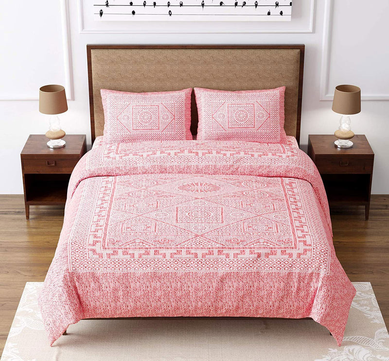 EasyGoods Printed 240 TC Pure Cotton King Bedsheet with 2 Pillow Covers - EasyGoods India