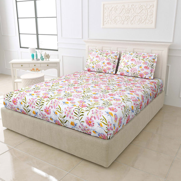 EasyGoods Super Soft King Size Bedsheet with 2 Pillow Covers - Ultra Smooth Colorful Floral Bedsheet | Twilight - EasyGoods India