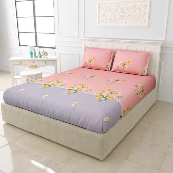 EasyGoods Super Soft King Size Bedsheet with 2 Pillow Covers - Ultra Smooth Colorful Floral Bedsheet | Twilight - EasyGoods India
