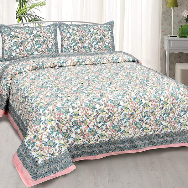 Ethnic Jaipuri Printed Bedsheet Set with Pillow Covers