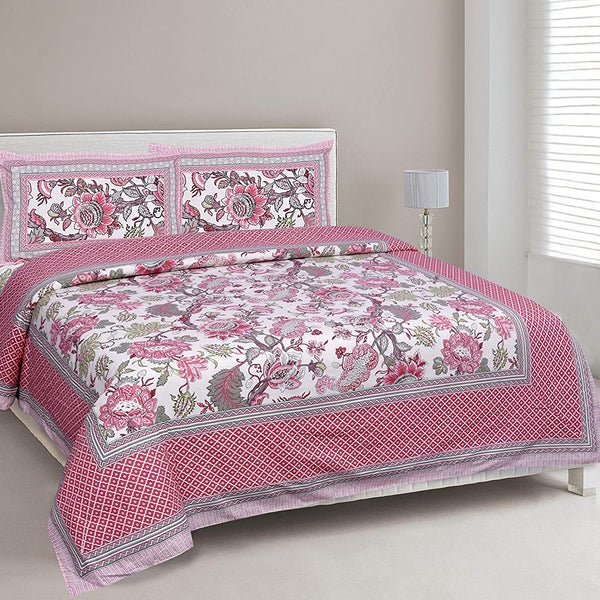 Ethnic Jaipuri Printed Bedsheet Set with Pillow Covers