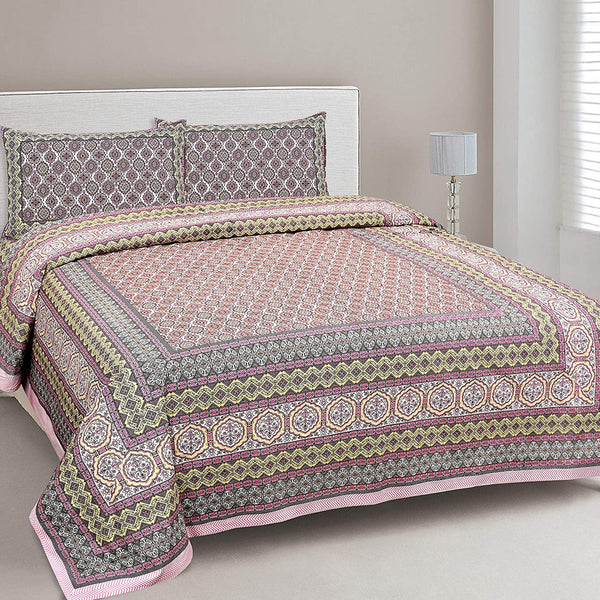 Ethnicjaipuri Pure Comfort Cotton  Bedsheet with 2 Pillow Covers