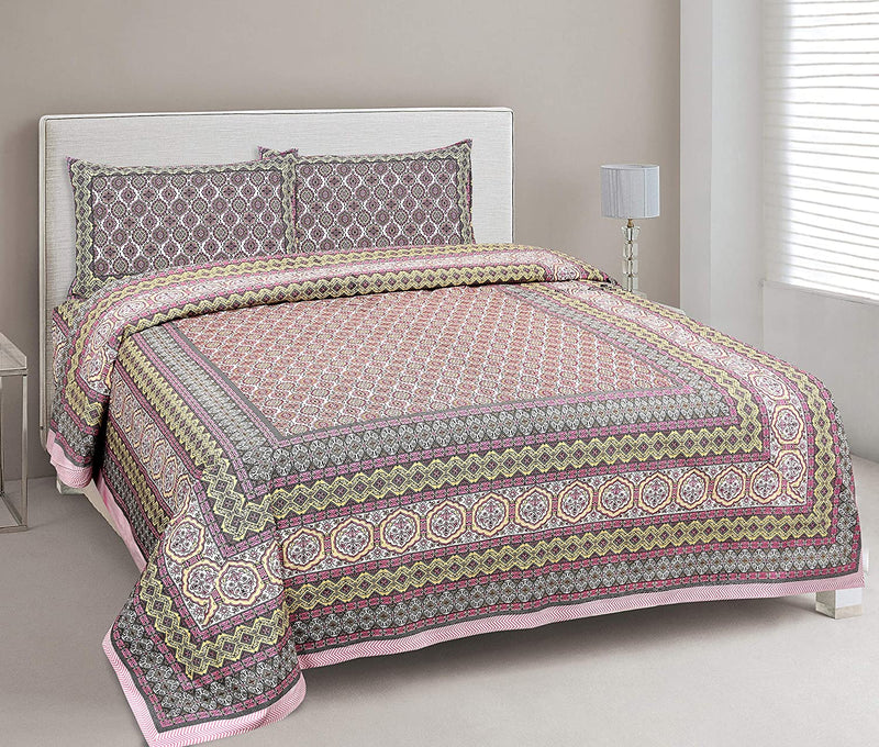 Ethnicjaipuri Pure Comfort Cotton  Bedsheet with 2 Pillow Covers