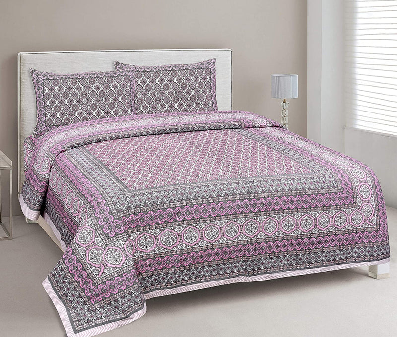 Ethnicjaipuri Pure Cotton CLOTHOLOGY Skin Friendly  Floral bedsheet With 2 Plow
