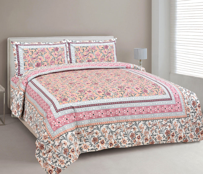 Ethnic Jaipuri Printed Bedsheet Set with Pillow Covers