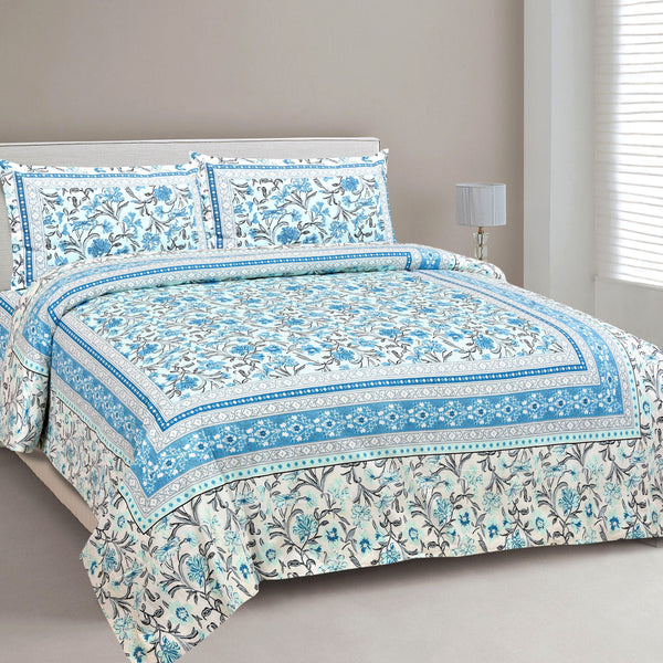 Ethnicjaipuri PURE COMFORT 100% Cotton Jaipuri Block Print Super Badsheet With 2 Plow Covers