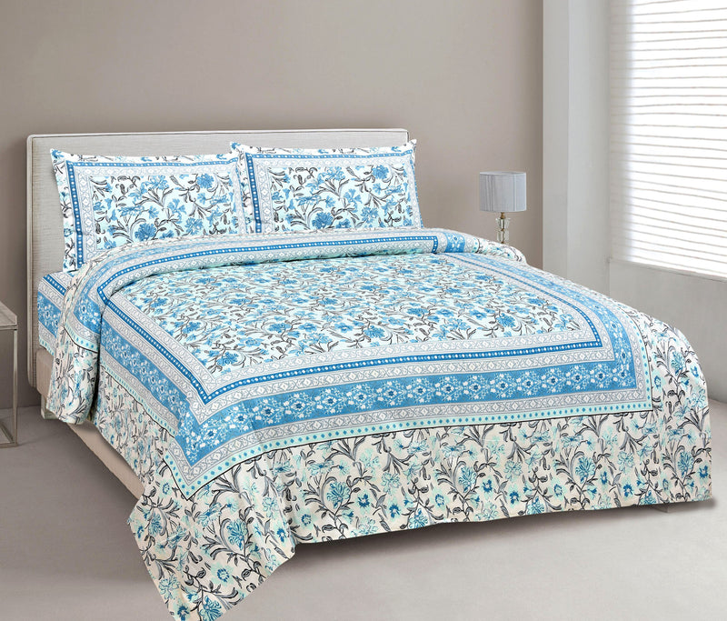 Ethnicjaipuri PURE COMFORT 100% Cotton Jaipuri Block Print Super Badsheet With 2 Plow Covers