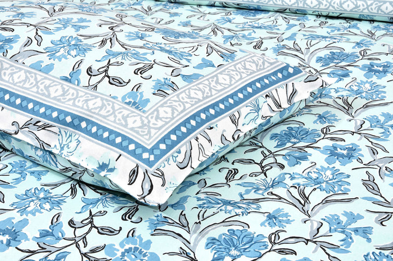 Ethnicjaipuri PURE COMFORT 100% Cotton Jaipuri Block Print Super Badsheet With 2 Plow Covers