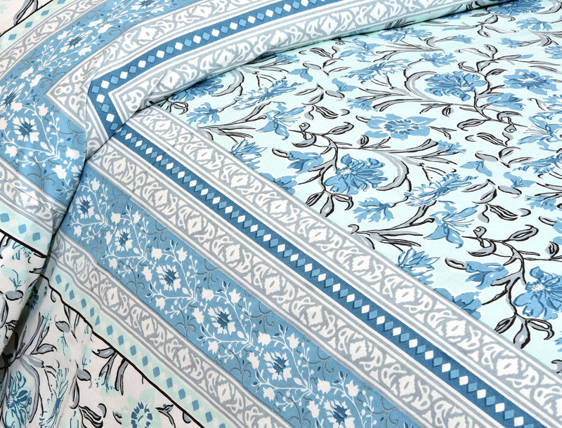 Ethnicjaipuri PURE COMFORT 100% Cotton Jaipuri Block Print Super Badsheet With 2 Plow Covers