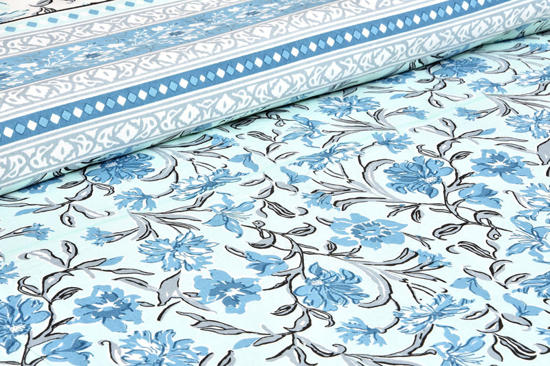 Ethnicjaipuri PURE COMFORT 100% Cotton Jaipuri Block Print Super Badsheet With 2 Plow Covers