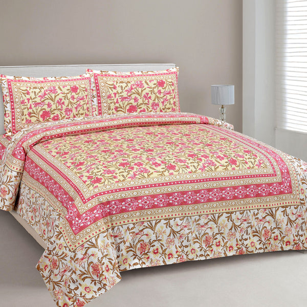Ethnicjaipuri TOORVI TEXTILE Pure Cotton Flate  Bedsheet with 2 Pillow Covers