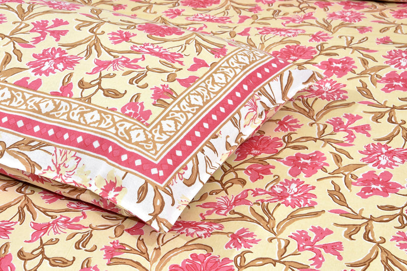 Ethnicjaipuri TOORVI TEXTILE Pure Cotton Flate  Bedsheet with 2 Pillow Covers