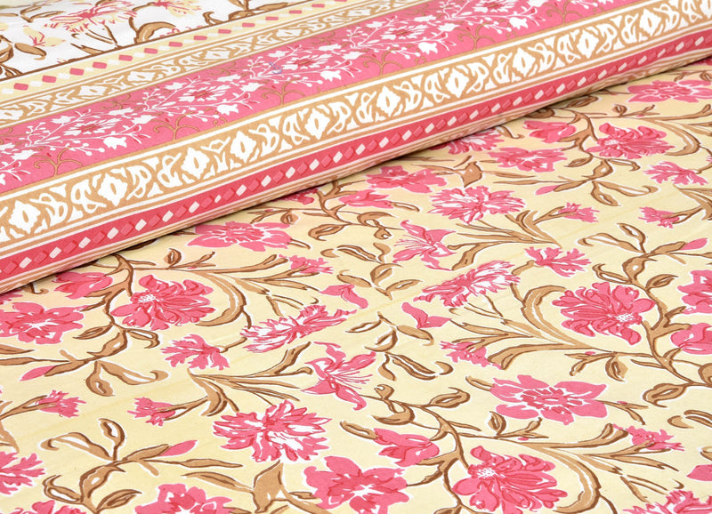 Ethnicjaipuri TOORVI TEXTILE Pure Cotton Flate  Bedsheet with 2 Pillow Covers