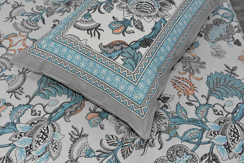Ethnicjaipuri  Moxo Print CottoFlower n Bedsheet With 2 Plow Covers