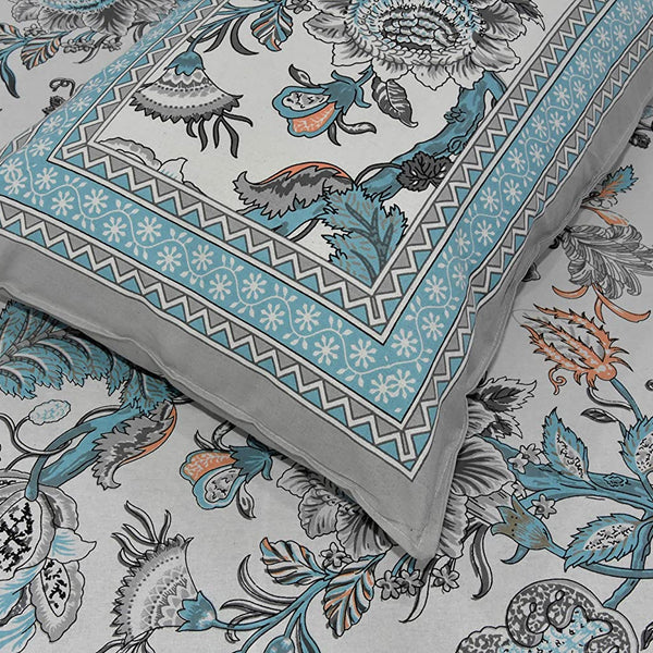 Ethnicjaipuri  Moxo Print CottoFlower n Bedsheet With 2 Plow Covers