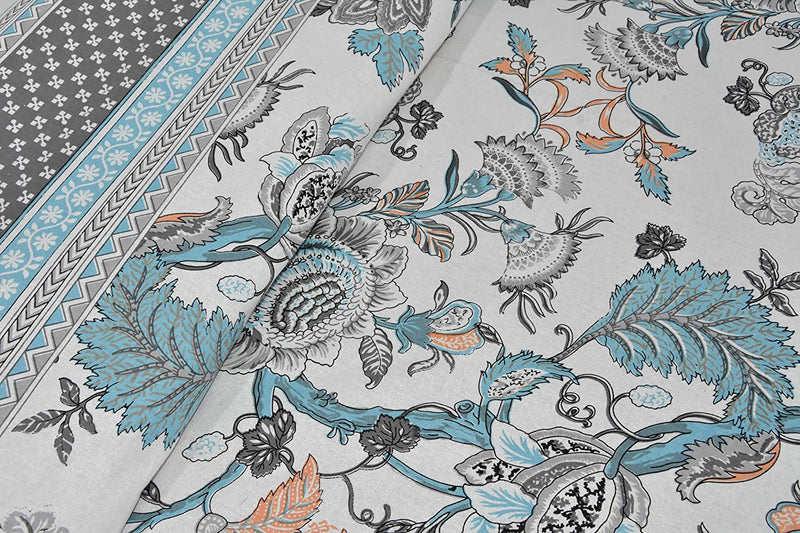 Ethnicjaipuri  Moxo Print CottoFlower n Bedsheet With 2 Plow Covers
