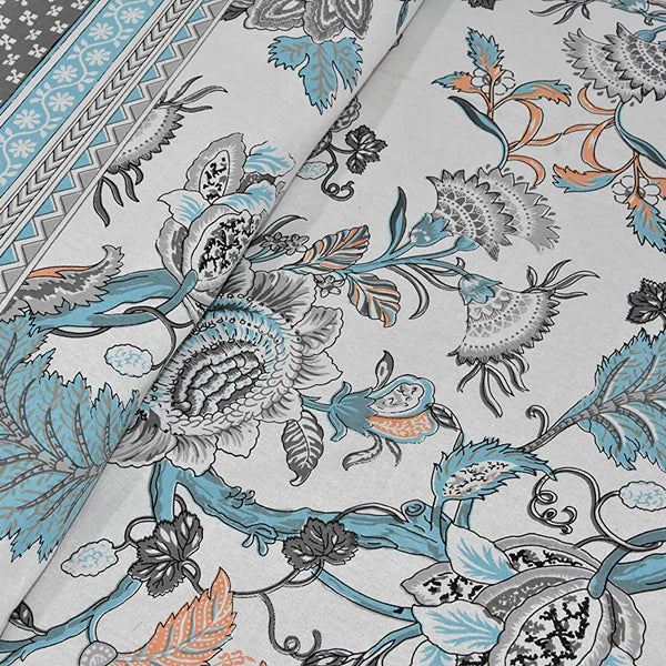 Ethnicjaipuri  Moxo Print CottoFlower n Bedsheet With 2 Plow Covers