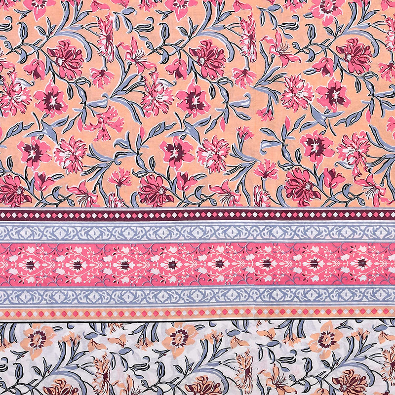 Ethnicjaipuri Print Cotton Flower n Bedsheet With  Plow  Cover