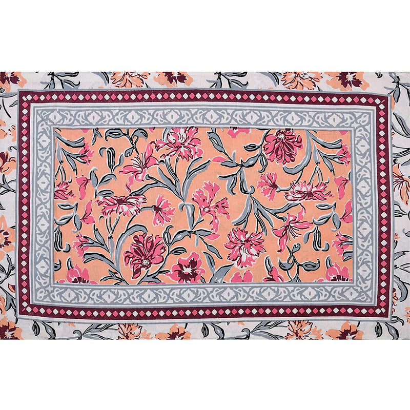 Ethnicjaipuri Print Cotton Flower n Bedsheet With  Plow  Cover