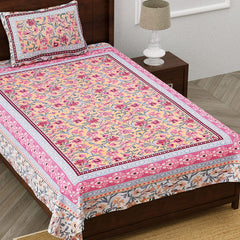Ethnicjaipuri Print Cotton Flower n Bedsheet With  Plow  Cover