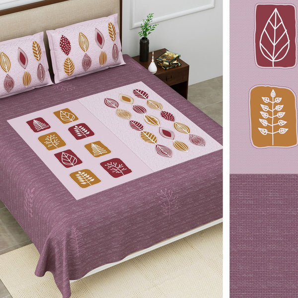 Exotic Leaf Blue Burberry King Size Cotton Bedsheet - EasyGoods India
