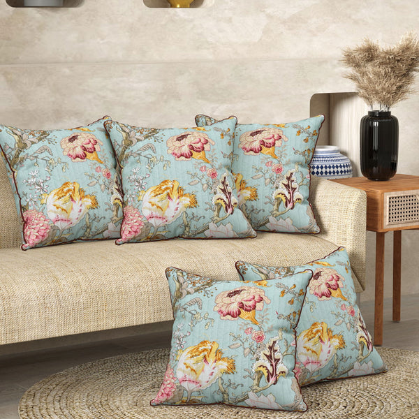 Fade Floral Anokhi Cotton Cushion Covers - 16x16 Inches - EasyGoods India