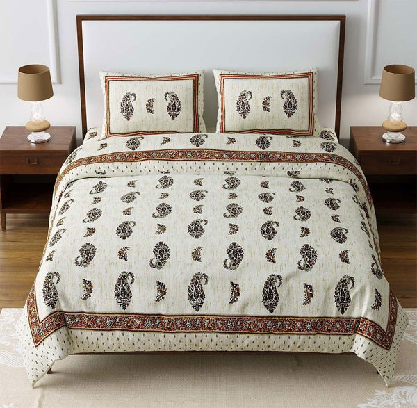 Feather Touch Golden Monarch King Size Cotton Bedsheet - EasyGoods India