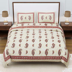 Feather Touch Red Monarch King Size Cotton Bedsheet - EasyGoods India
