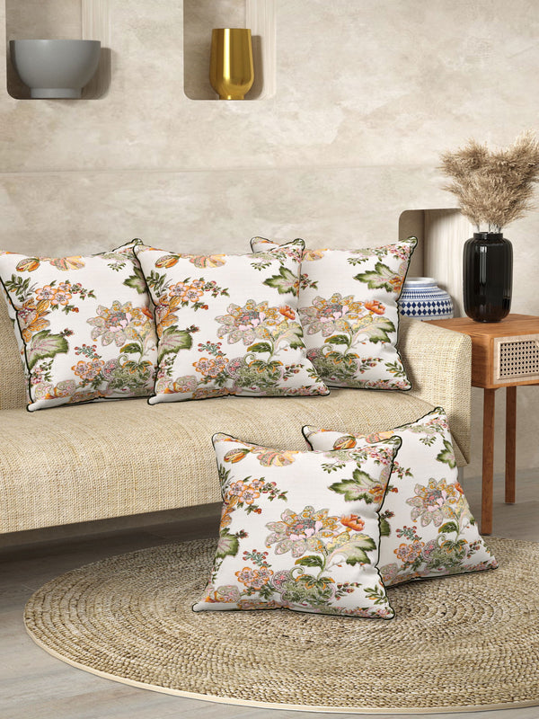 Floral Gold Anokhi Cotton Cushion Covers - 16x16 Inches - EasyGoods India
