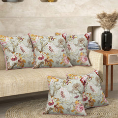 Floral Olive Anokhi Cotton Cushion Covers - 16x16 Inches - EasyGoods India