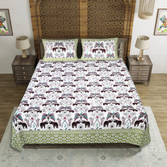 Premium Cotton Jaipuri Printed Double Bedsheet with 2 Pillow Covers