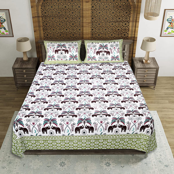 Premium Cotton Jaipuri Printed Double Bedsheet with 2 Pillow Covers