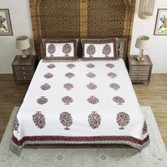 Premium Cotton Jaipuri Printed Double Bedsheet with 2 Pillow Covers