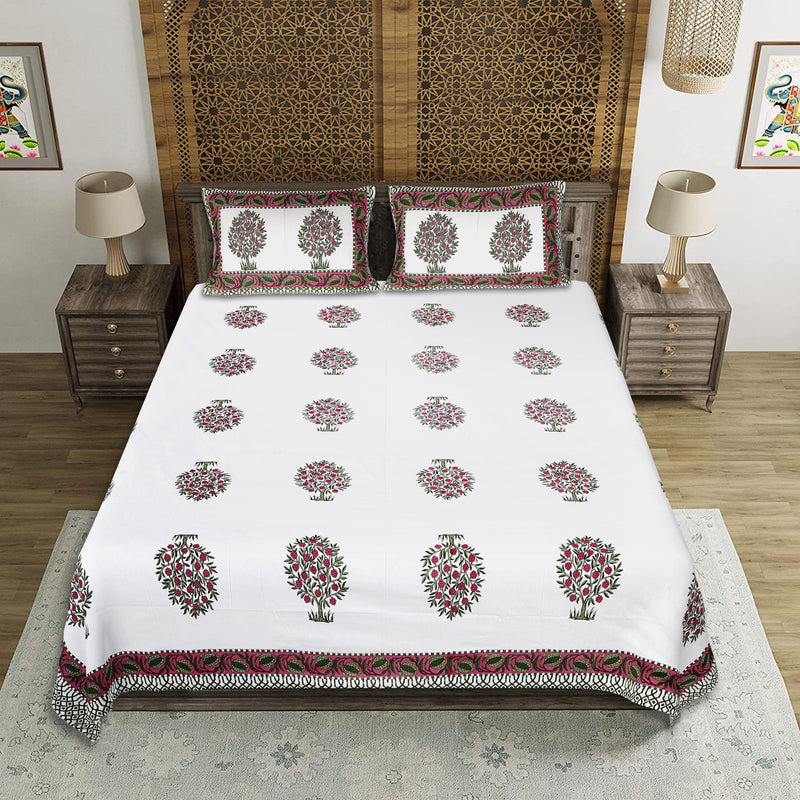 Premium Cotton Jaipuri Printed Double Bedsheet with 2 Pillow Covers