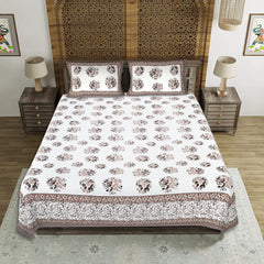 Premium Cotton Jaipuri Printed Double Bedsheet with 2 Pillow Covers
