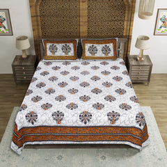 Premium Cotton Jaipuri Printed Double Bedsheet with 2 Pillow Covers