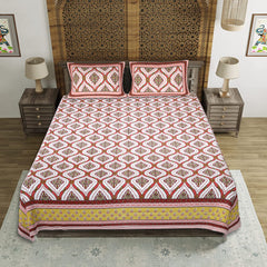Premium Cotton Jaipuri Printed Double Bedsheet with 2 Pillow Covers