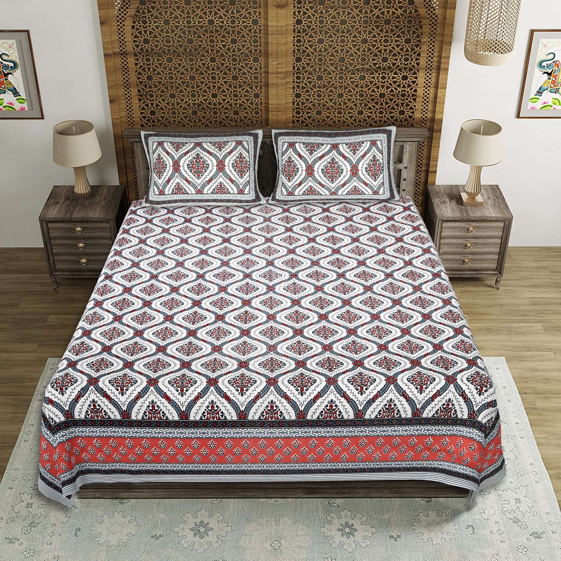 EasyGoods® Premium Jaipuri Ethnic Cotton Bedsheet Set - EasyGoods India