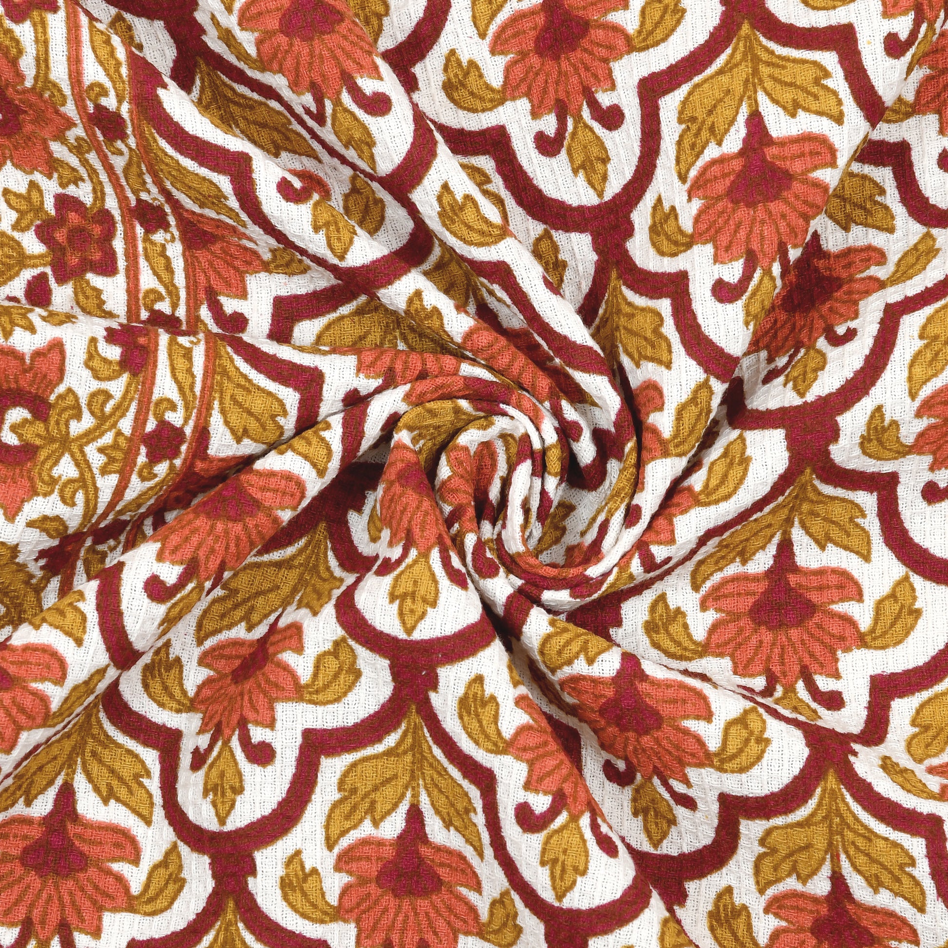 EasyGoods® Luxury Cotton Bath Towel - Floral Print in Warm Orange & Beige Tones - EasyGoods India