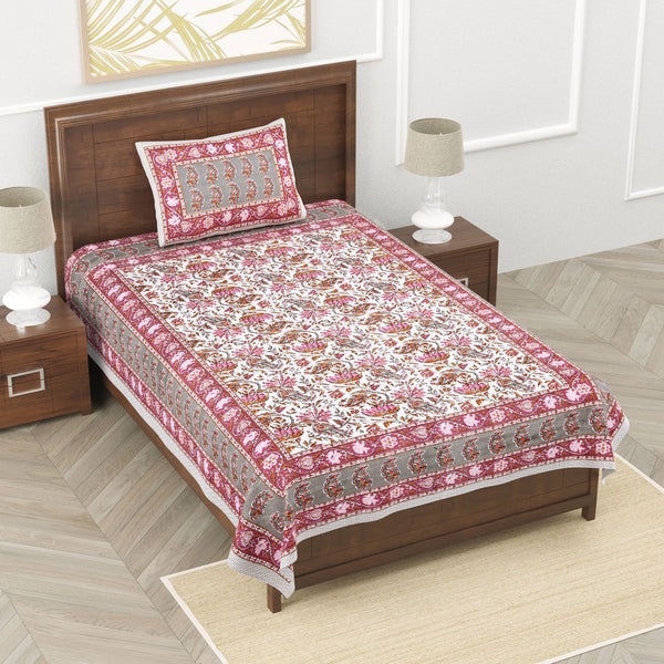 Heska Ethnic Floral Bedsheet - Blue - EasyGoods India