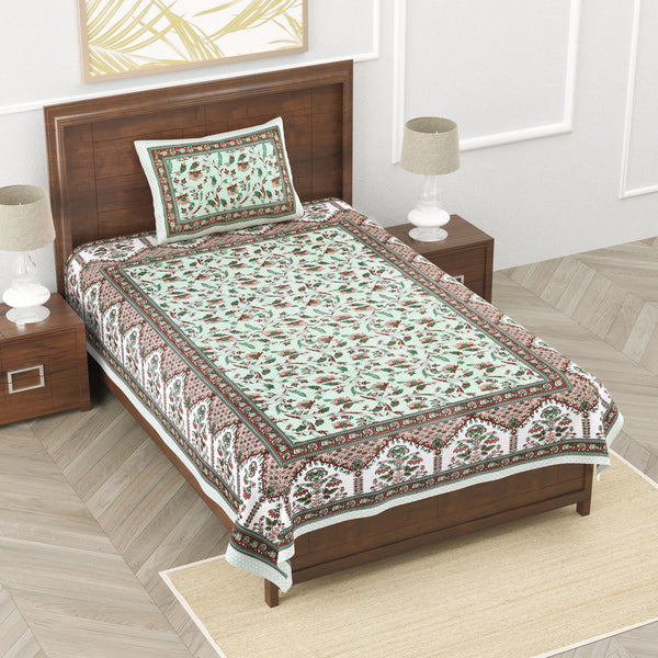 Heska Ethnic Floral Bedsheet - Pink - EasyGoods India