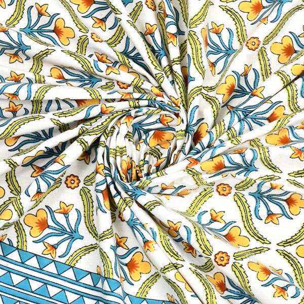 Kalakriti Amber Garden Pure Cotton Double Bedsheet with 2 Pillow Covers