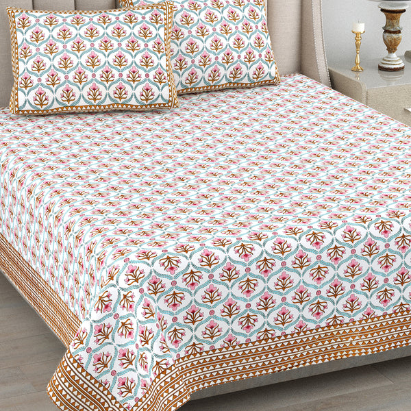 Kalakriti Satrangi Botanica Pure Cotton  Bedsheet with 2 Pillow Covers