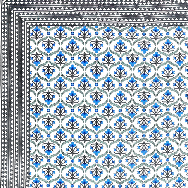 Kalakriti Indigo Charm Pure Cotton Bedsheet with 2 Pillow Covers