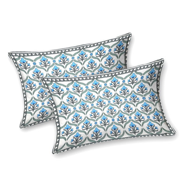 Kalakriti Indigo Charm Pure Cotton Bedsheet with 2 Pillow Covers